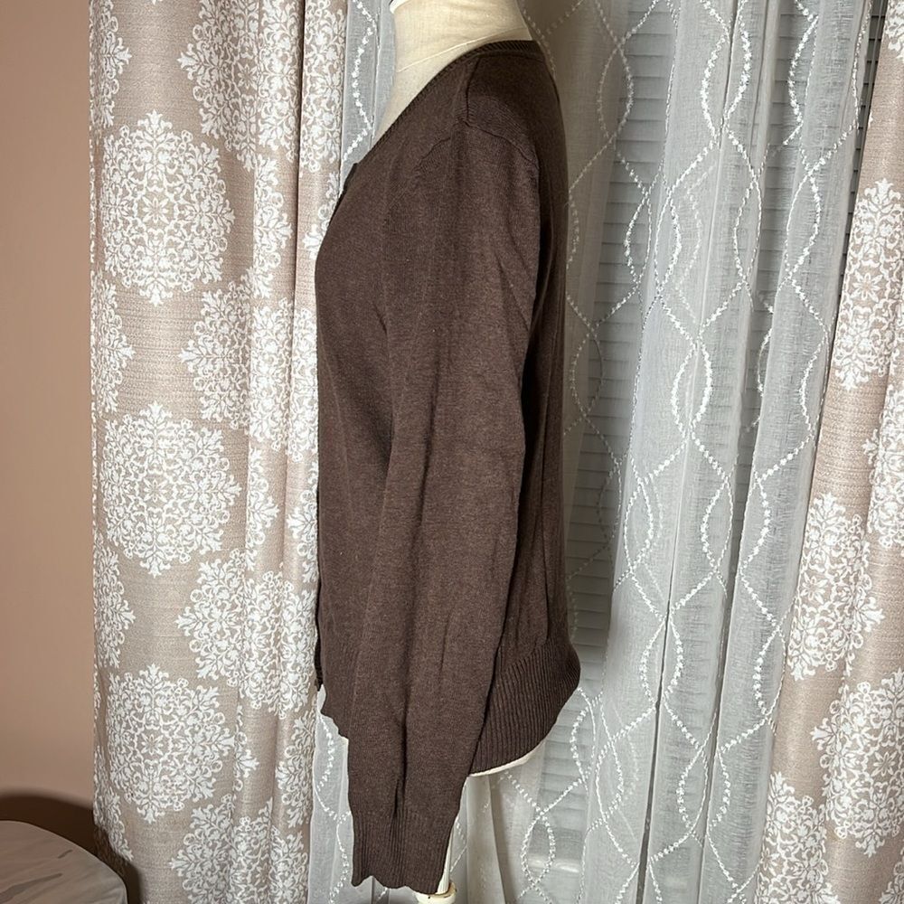 Sonoma Brown 100% Cotton Button-Down Cardigan | Size Medium - Picture 5 of 7